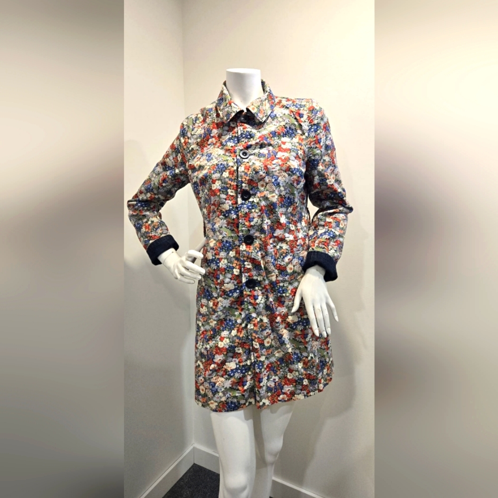 Liberty Fabric Floral Print Reversible Denim Jacket Button Closure …